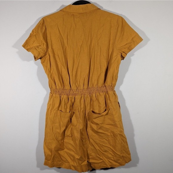 Universal Thread Mustard Linen Blend Romper Women's Size XS - Picture 2 of 5
